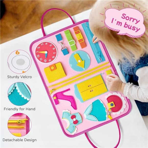 Freebear Busy Board Toddler Travel Toys Quiet Book Sensory Toys for Toddlers 1 - Picture 6 of 7